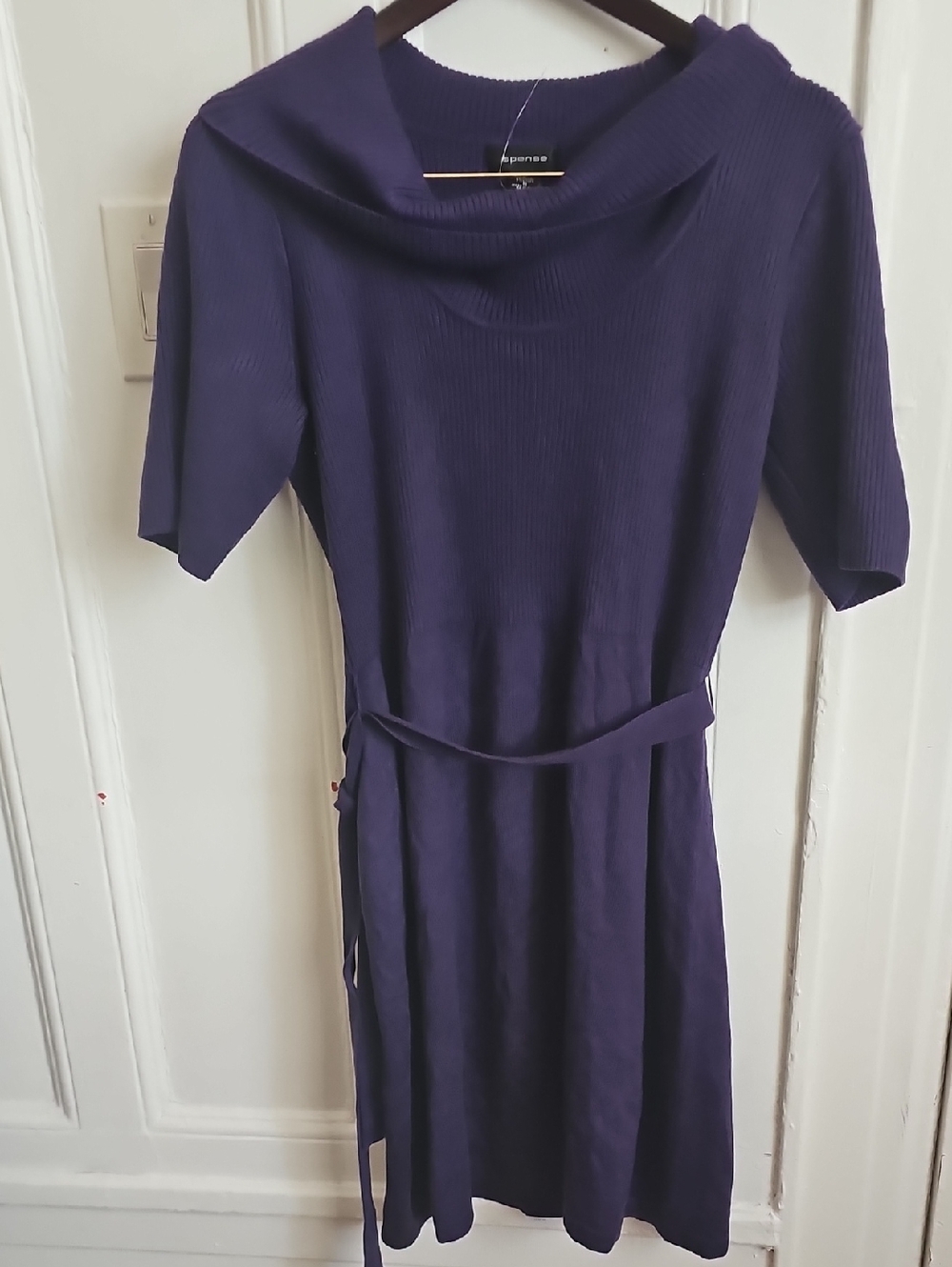 Women’s Knit Belted Dress in Deep Purple